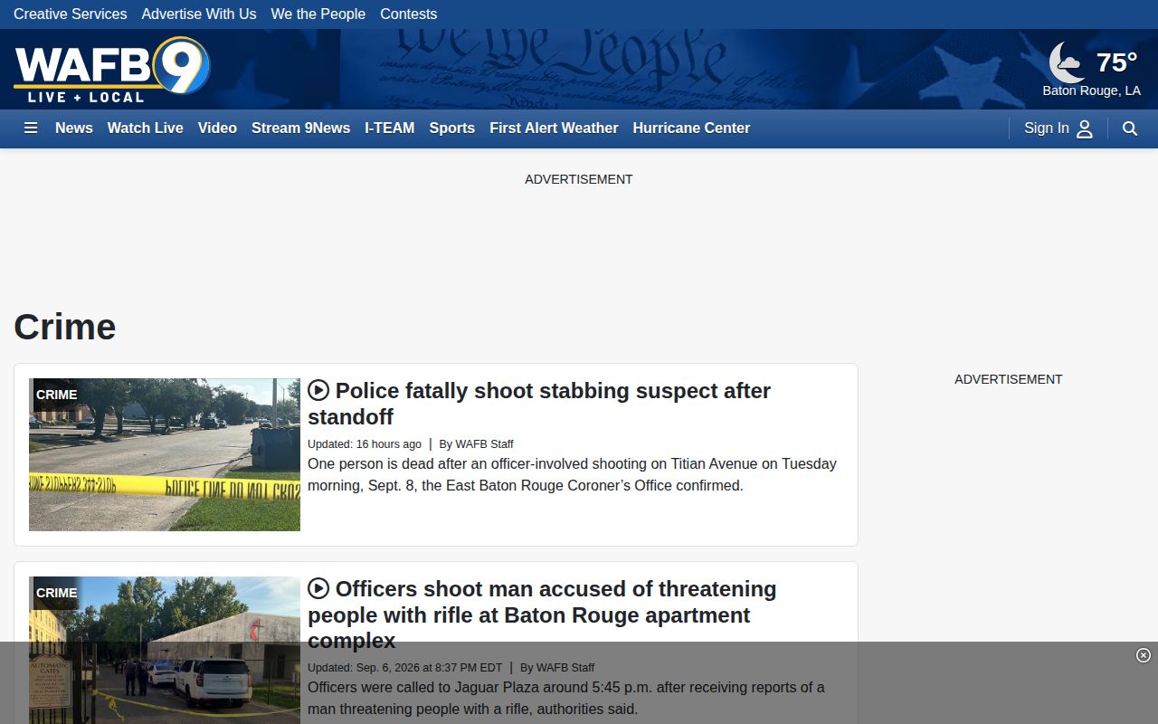 WAFB regional crime news index used as a secondary St. Helena Parish arrest source